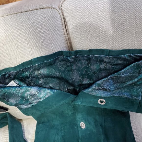 Dennis Basso Washable Suede Long Jacket with Silver Turnkey Closures - Picture 11 of 13